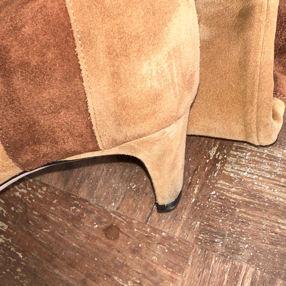 STAUD Wally Patchwork Heeled Boots in Tan and Brown Penny Lane - Picture 7 of 9